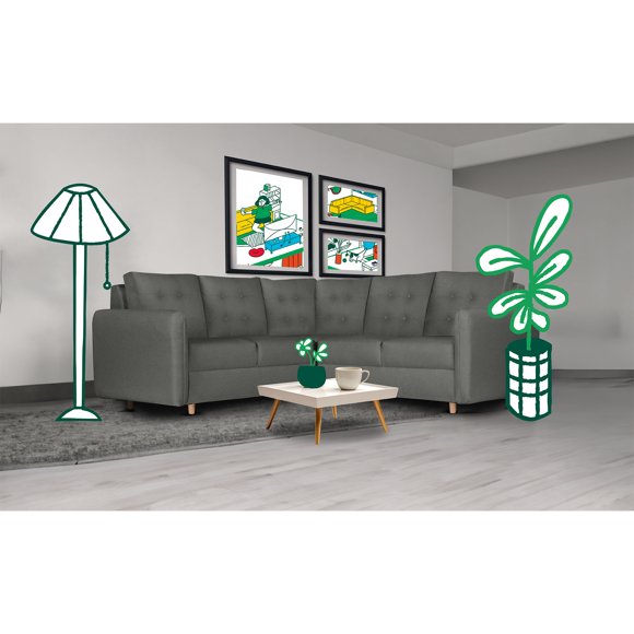 Sala Esquinera de Lino Gris Claro Makora Astori Moderno