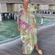 thumbnail image 2 of Gibobby Vestido casual de verano para mujer Vestido a media pierna con botones y estampado floral de manga larga con cuello en V casual para mujer(Verde,M), 2 of 5