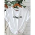 thumbnail image 1 of Letter Print Round Neck T-shirt, Casual Sports Women's Short Sleeve Top, Leisure Sports, 1 of 6