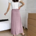 thumbnail image 5 of Sentmoon Long Skirts Plus Size Elastic High Waist Boho Flowy Skirt Pleated Beach Solid Color Loose Breathable Women Skirts Comfy 2025 Winter for Party Free Size, 5 of 5