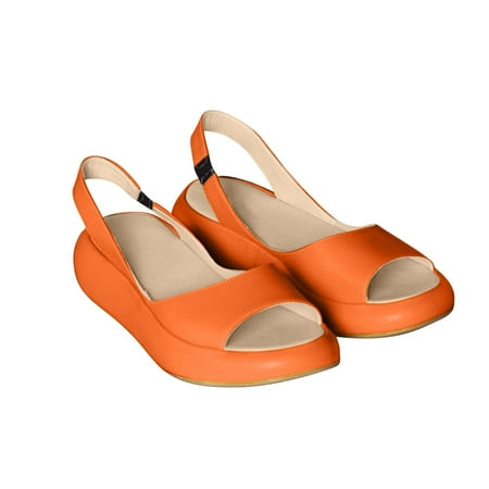 

Rewenti Summer Ladies Sandals Casual Footwear Solid Color Women s Casual Fish Mouth Thick Bottomed Sandals Clearance Orange 9.5(43)