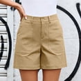 thumbnail image 4 of Aimik Women's High Waisted with Pockets Casual Twill Workwear Stretchy Waisted Solid Straight Leg Shorts for Summer, 4 of 6