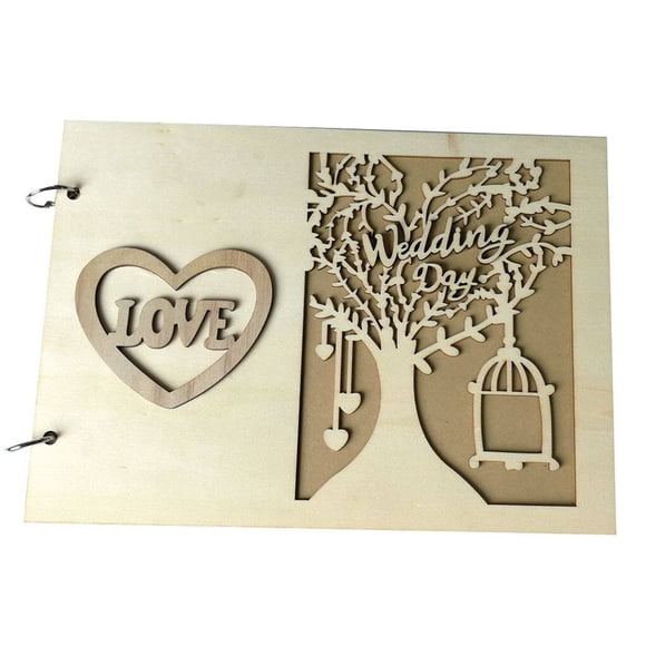 Wedding Guestbook Wooden Wedding Guest Book Hollow-Out Tree Wedding Memory Book Wedding Photo Album