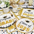 thumbnail image 3 of Stcomart Graduation Plates and Napkins Party Supplies，Class of 2025 Congrats Grad Disposable Tableware Set Include Paper Plate Napkin Cup Knife Spoon for Congrats Grad Party Decoration，Gold, 3 of 5