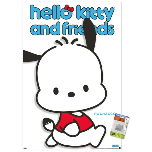 Hello Kitty and Friends: Hello - Pochacco Feature Series Wall Poster with Pushpins, 22.375" x 34"