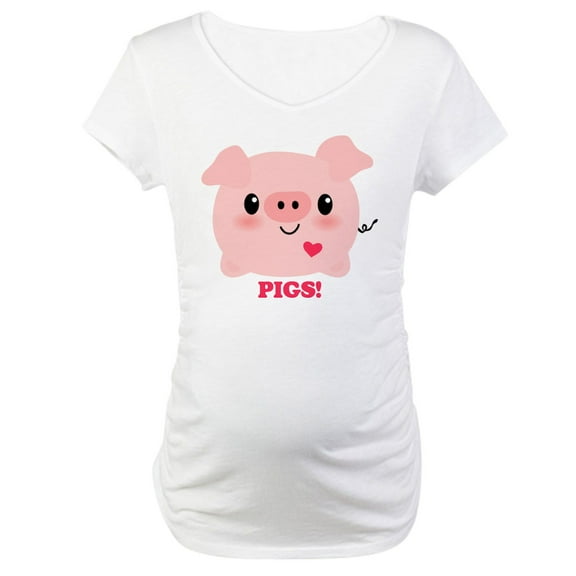 CafePress - Kawaii I Love Pigs Maternity T Shirt - Cotton Maternity T-shirt, Cute & Funny Pregnancy Tee