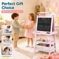 thumbnail image 6 of Costway Kids Art Easel Double Sided Chalkboard Magnetic Whiteboard with Storage Tray Pink, 6 of 10
