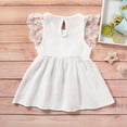 thumbnail image 4 of AMERTEER Robe d'Été Sans Manches en Coton et Lin pour Bébé Fille Robe Décontractée à Bords en Dentelle Robe Nœud, 4 of 7