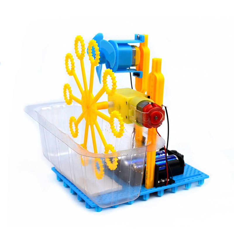 DIY Handmade Hand Cranked Bubble Machine Children Science Experiment Toy /Neu 