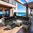 thumbnail image 7 of Patio Sectional - 8 Piece Outdoor Furniture With Storage, Thick Padding, Black And Grey Style Large Storage Box, - Cushions, Grey/black, 7 of 7