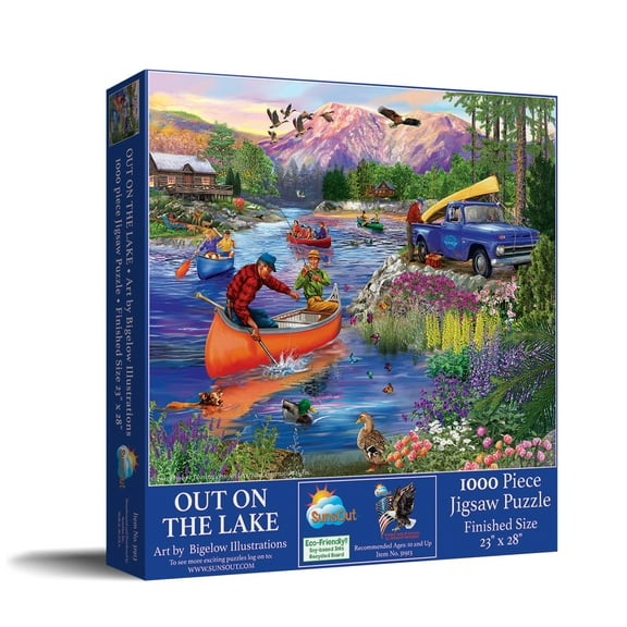 SUNSOUT INC - Out on the Lake - 1000 pc Jigsaw Puzzle by Artist: Bigelow Illustrations - Finished Size 23" x 28" - MPN# 31913