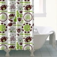 thumbnail image 4 of Green Football Monogram Pattern Shower Curtain 72"x72" ,Bathroom Decorative Shower Curtains Set with 12 Hooks,Modern Waterproof Washable Shower Curtain, 4 of 6
