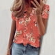 thumbnail image 2 of Camisas estampadas de verano Blusas para mujer Manga corta Cuello en V Tops fruncidos Camisas Camisas sueltas de manga larga para mujer OAVQHLG3B Store lin121212, 2 of 4