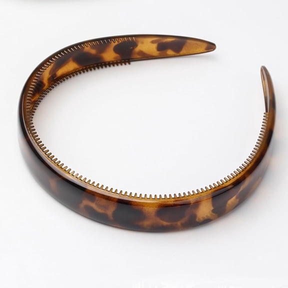1.5in No Slip Retro Leopard Print Plastic Hair Hoop, Wide Tortoise Shell Headband with Teeth for Women