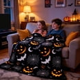 thumbnail image 4 of Yhmxh Halloween Throw Blankets, Soft Ghost Throw Blanket Cute Funny Spooky Blanket, Cozy & Warm Halloween Decor Plush Fuzzy Reversible Blankets for Bed Sofa Couch Livingroom Chair Car Travel, 4 of 6