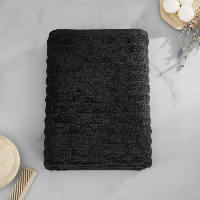 Mainstays Performance Bath Sheet, Textured Black photo 2