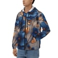 thumbnail image 3 of Goofa Elegant Blue Gold Blooms Pattern Mens Full-zip Hoodie, Zip-up Pullover Hooded Sweatshirt, Kangaroo Pocket Hoodie Ideal for Daily Wear, Travel, and Home-, 3 of 5