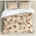 thumbnail image 3 of Ivory Duvet Cover Set Twin Size, Autumn Leaves in Faded Earthen Tones Fall Season Branches Romance Illustration, Decorative 2 Piece Bedding Set with 1 Pillow Sham, Cream Umber Cocoa, by Ambesonne, 3 of 3
