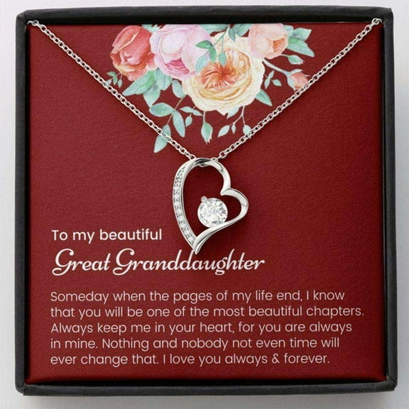 Granddaughter Necklace, Great Granddaughter Necklace Gift, Great Granddaughter Christmas Necklace – Meaningful Jewelry with Inspirational Message Card Standard Box