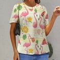 thumbnail image 6 of Flamingo Pattern Women's T-Shirt Short Sleeve T Shirts Tops Tee Ladies Loose T, 6 of 6