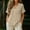 Beige, variant on Women's Split Neck Peplum Blouse with Ruffle Cuffs, Short Sleeve Linen Style Top, Cute Fashion Casual Wear for Summer & Fall Army Green XL