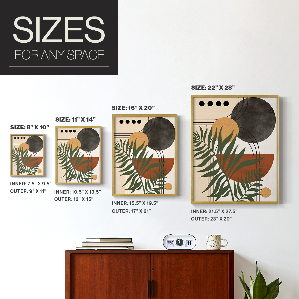 Contemporary Palm II in Paper Solid Wood 16 x 20 Framed Print