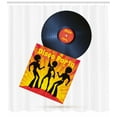 thumbnail image 3 of Ambesonne Vinyl Shower Curtain, Record Cover Disco Party, 69"Wx70"L, Orange Yellow White, 3 of 3