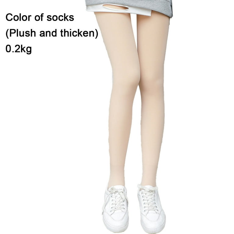 Womens Opaque Fleece Lined Tights Colorful Warm Winter Thermal Tights,skin  colour,Thick - 200g 