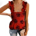 thumbnail image 3 of Mujeres Casual Tank Tops Volante Smocked Crop Top Tie Hombro Correa Chaleco Slim Fit Blusa Pompotops  lopia993683, 3 of 7