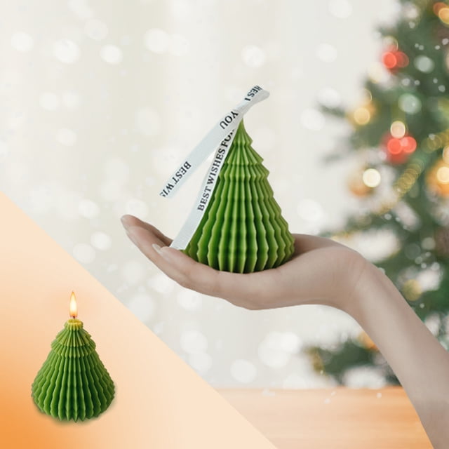 Xihbxyly Vela de Árbol de Navidad, Aromaterapia, Decoración Navideña, Diseño Festivo En Forma de Árbol, Acogedora Luz para El Hogar, Regalo Perfecto de Navidad, Cera de Soja Ecológica, Tamaño 7 X 9,5
