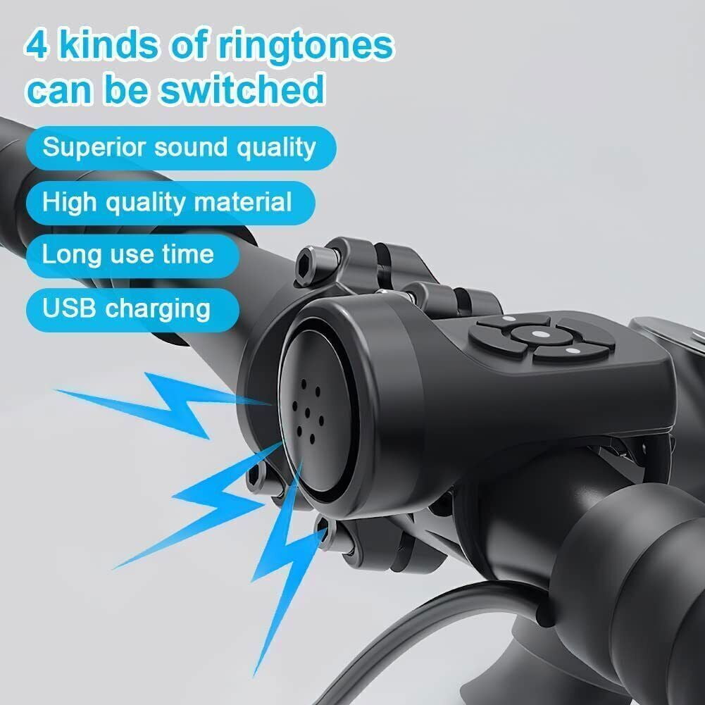 Dazone Electric Bicycle Horn, USB Charging Bike Horn Super Loud Bells Mountain Bike Handlebar Ring Bell MTB 130DB
