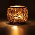 thumbnail image 1 of Portavelas aromáticas de cristal de mosaico para velas de té, color ámbar, 1 of 8