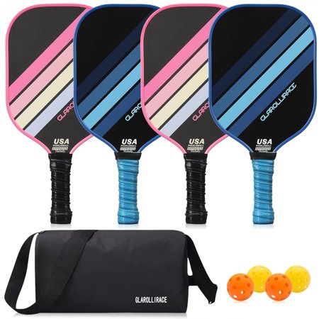 Pickleball Paddles Set of 2 /Pickleball Set of 4 Pickleball Rackets, USAPA Approved | Fiberglass Surface | 13MM Honeycomb Core,2 Indoor/2 Outdoor Pickleball Balls,1 Pickleball Bag