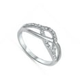 thumbnail image 4 of Clear CZ Abstract Design Criss Cross Ring .925 Sterling Silver Band White Jewelry Female Size 7, 4 of 4