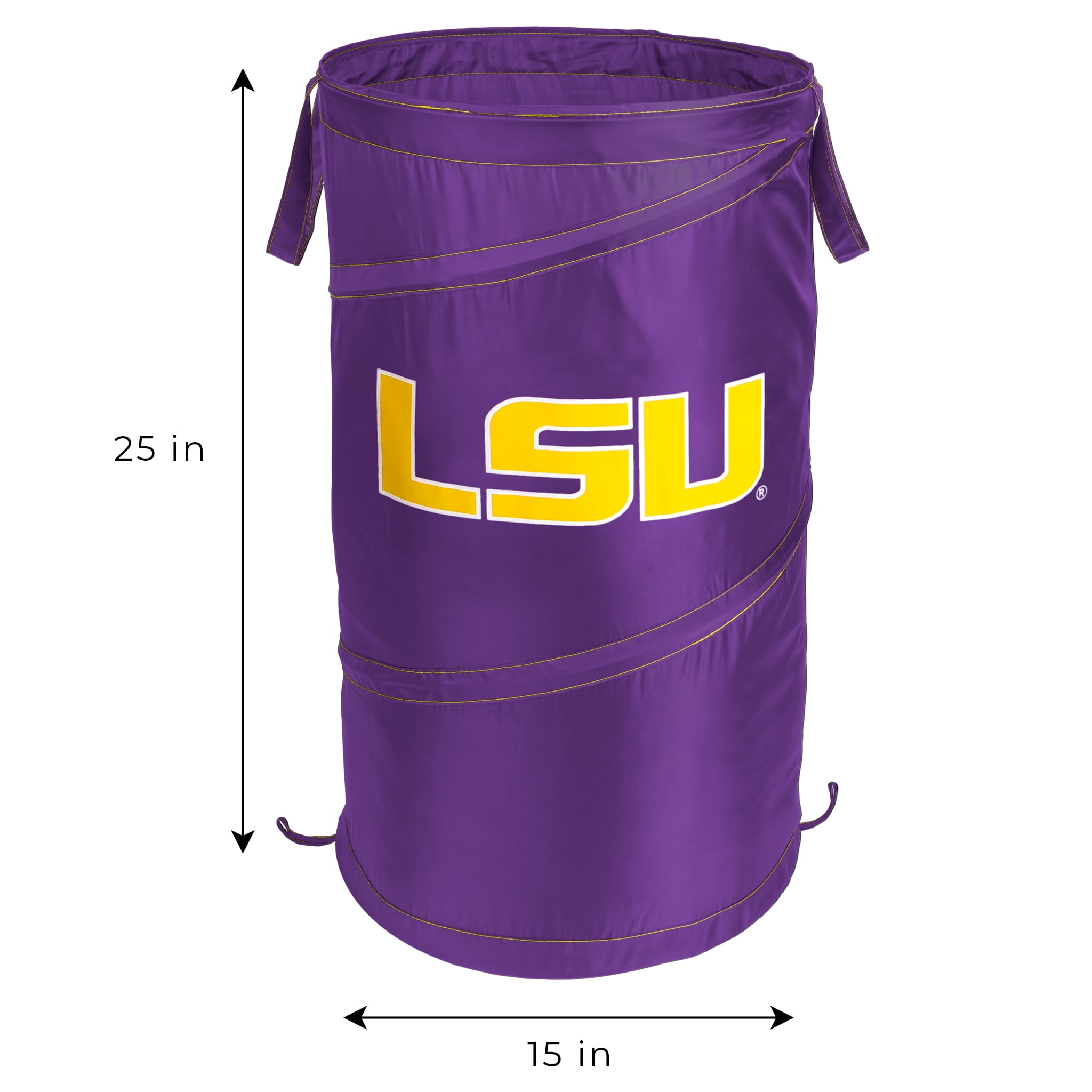 Smart Design Pop-up Spiral Laundry Hamper Bag - 15 x 25 inch - Louisiana State University  - Purple & Gold - LSU Tigers