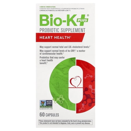 Bio-K+ Probiotic Supplement, Heart Health, 60 Capsule