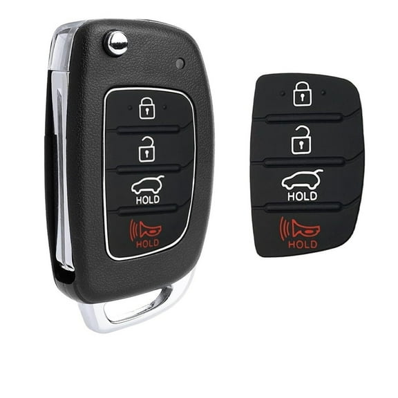 Key Fob Case for Hyundai Sonata Santa Fe Sport 2019 2018 2017 2016 2015 2014 2013 4 Buttons Keyless Entry Remote Control Folding Flip Car Key Fob Cover Shell Replacement with Insert Rubber Pad Keypad