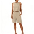 thumbnail image 2 of Horkkom Short Sets for Women 2 Piece Linen Solid Color Tank Tops High Waist Shorts with Pockets Summer Casual Vacation Sets XL, 2 of 7