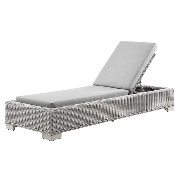 Lounge Chair Chaise, Rattan, Wicker, Grey Gray, Modern Contemporary Urban Design, Outdoor Patio Balcony Cafe Bistro Garden Furniture Hotel Hospitality