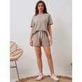 thumbnail image 4 of SMZ Women's Pajama Sets Soft Comfy Lounge Set Loose Casual Stretch Loungewear Short Sleeve Top and Shorts with Pocket, 4 of 5