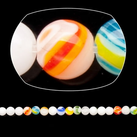 Hand Blown Glass Round Beads - Glass Bead, Hand Craft Irregular Mix Color Chevron Style Beads, 4mm Round 98pcs/ 36Cm StrinGram/pack (3-Pack Value Bundle), SAVE $2