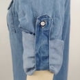 thumbnail image 5 of Sevevn Women's Stand Collar Button Down Denim Shirt Dress Long Sleeve Chest Patch Pocket Side Split Loose Casual Mini Jean Dress Light Blue M, 5 of 9