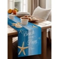 thumbnail image 3 of Summer Marine Starfish Wood Grain Table Runner 13x90in Non-Slip Cotton Linen Table Runners, Beach Theme Happy Place Dresser Scarves TableRunner for Dinner Kitchen Dining Wedding Party, 3 of 9