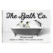 Stupell Industries Penguins in Vintage Tub Animals & Insects Painting Unframed Art Print Wall Art, 15 x 10