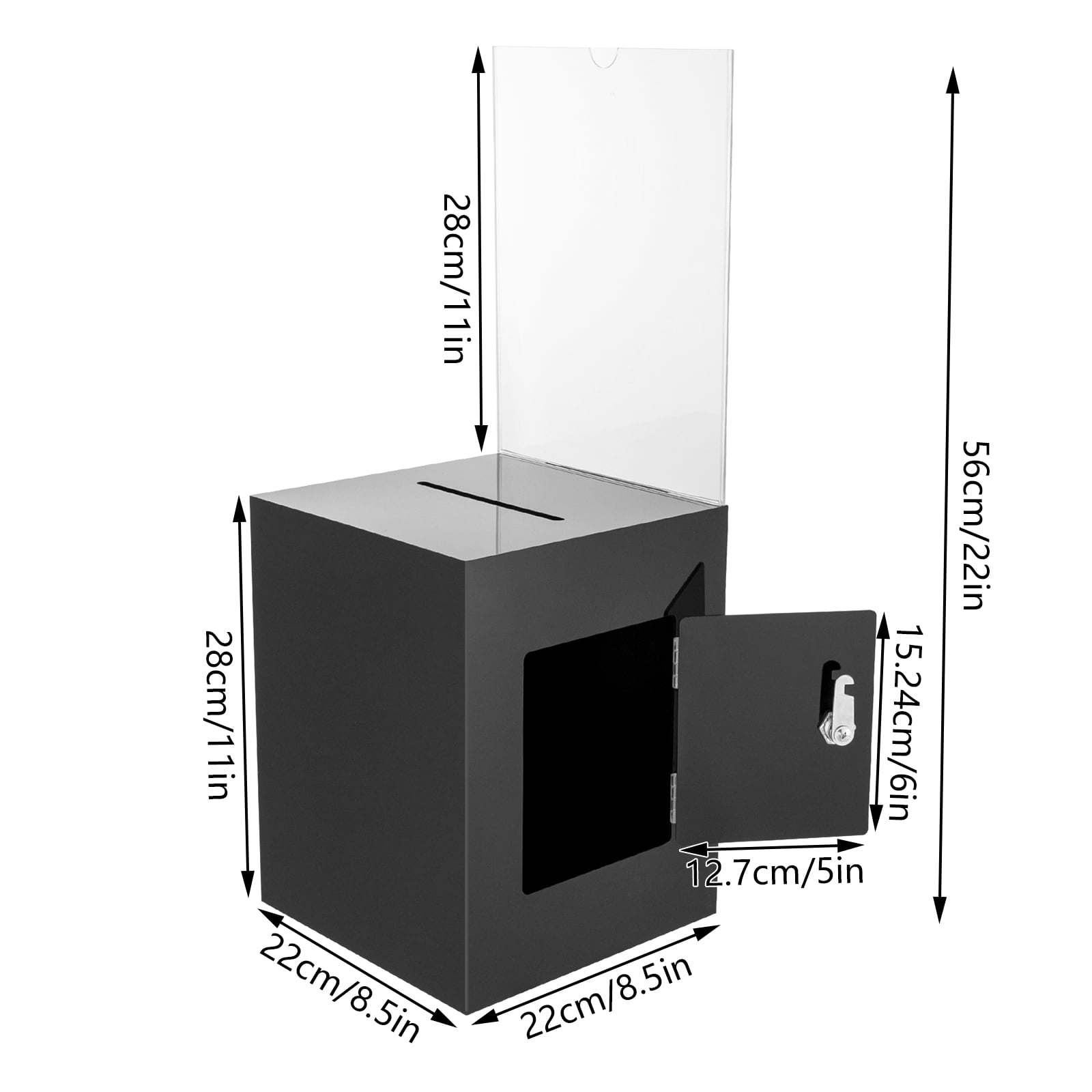 Acrylic Charity Donation Ballot Box Acrylic Suggestion Box with Lock and Sign Plate,Fundraising Coin collection Tip Box with 2 Keys, 11" H x 8.5" W x 8.5"L