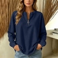 thumbnail image 1 of Neewe Women's Plain Long Sleeve Top Fall 1/4 Zipper Tops Loose Ladies Casual Fashionable Top Pullover, 1 of 7