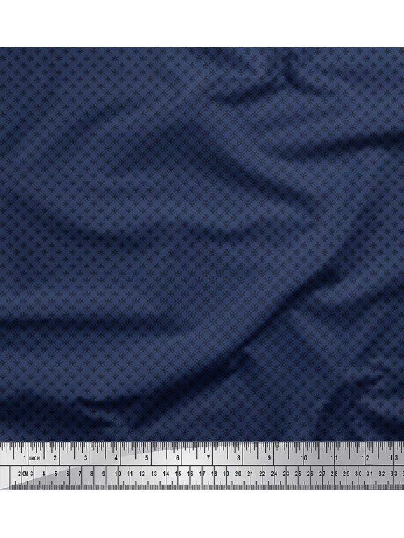 Satin Silk Fabric Blue Small Motif Shirting Printed Craft Fabric by The Yard 42 Inch Wide