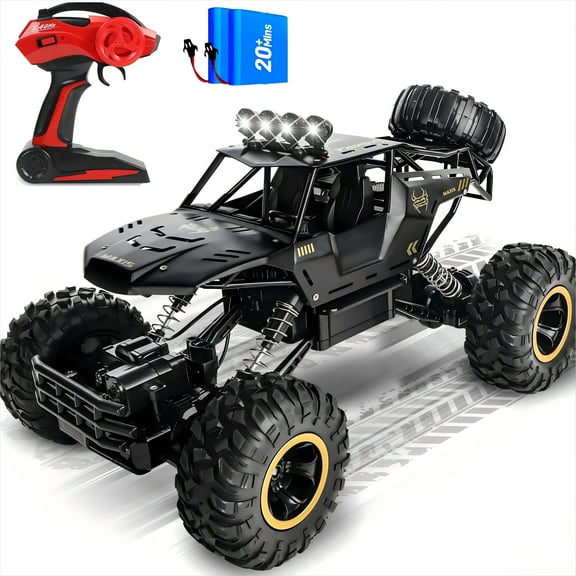 Wisairt 1:12 Large RC Cars,4WD Large Remote Control Monster Truck 2.4 GHz Alloy RC Cars for Kids Adults Age 6   Birthday Gifts (Black)