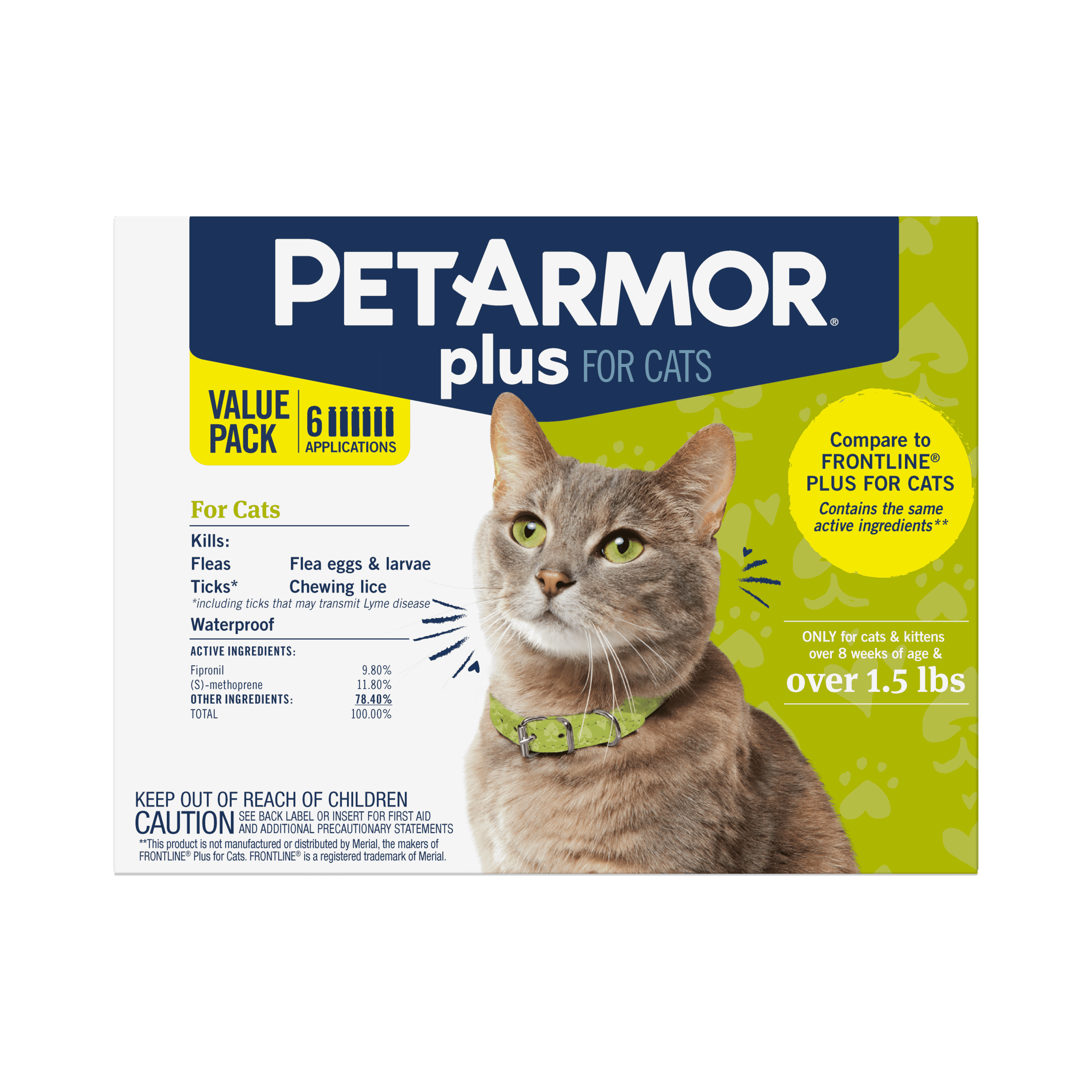 PetArmor Plus Flea & Tick Prevention for Cats (Over 1.5 lbs), 6