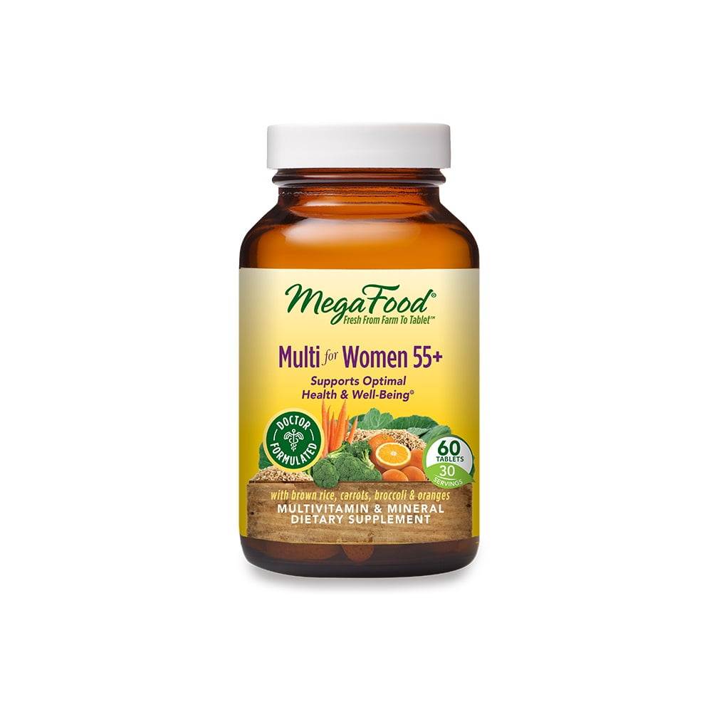 MegaFood Women's 55+ Multivitamin - Multivitamin with Vitamin D, B12, Biotin, Zinc, and Choline - Non-GMO, Gluten-Free, Vegetarian & Made Without Dairy and Soy - 60 Tabs (30 Servings)